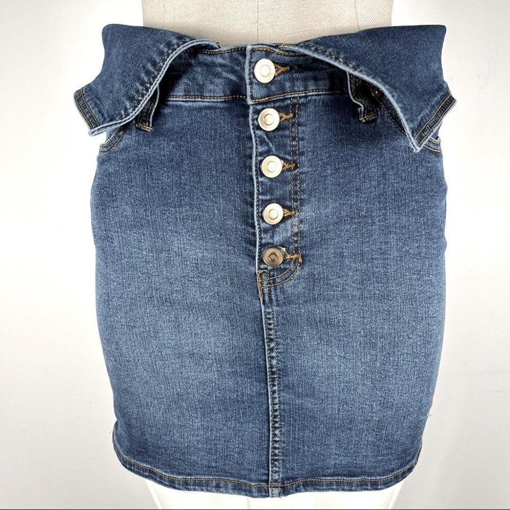 Fashion nova denim folded  waist skirt